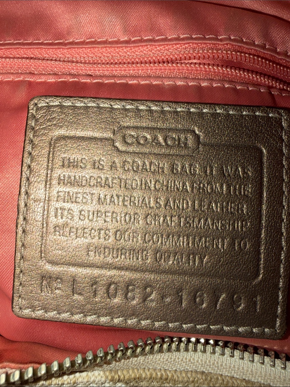 Coach Signature Metallic Cream & Tan Hobo Bag with 2 Hang Tags - Picture 3 of 15